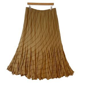 Coldwater Creek‎ Long Skirt Medium Brown Boho Broomstick Southwestern Cowgirl